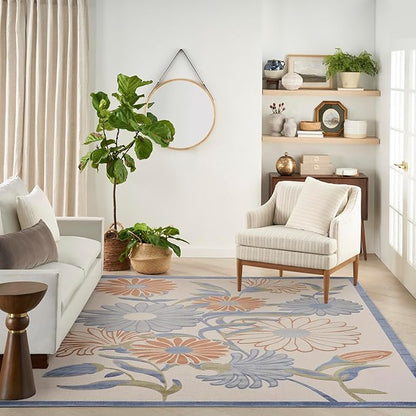 Nourison Home Aloha Beige Multicolor 7'10" x 10'6" Area Rug - Easy Clean, Non Shedding, Bed Room, Living Room, Dining Room, Kitchen (8' x 11')
