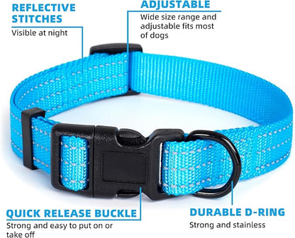 Mile High Life Dog Collar | Nylon Reflective Dog Collars | Light Weight Puppy Collars | Dark Blue Dog Collars for Small Dogs (Dark Blue, Small)