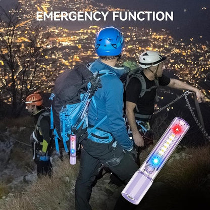 VAVOFO Purple LED EDC Flashlight - USB-C Rechargeable, Waterproof, Zoom Focus, 3 Modes, Red & Blue Emergency Strobe - Best for Outdoor, Tactical, and Survival Use