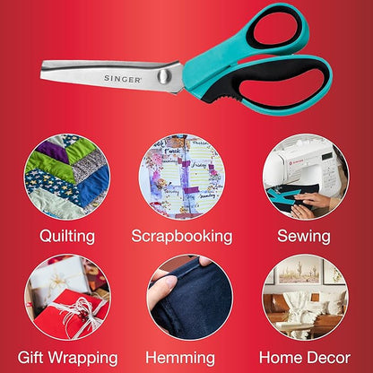 SINGER ProSeries 9" Pinking Shears - Heavy-Duty Stainless Steel - Zigzag Cut for No-Fray Fabric, Sewing & Craft Edging
