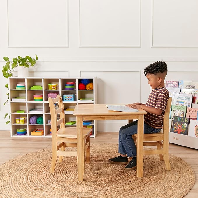 ECR4Kids Streamline 25 Cubby Tray Storage Cabinet, 5x5, Classroom Furniture, White Wash