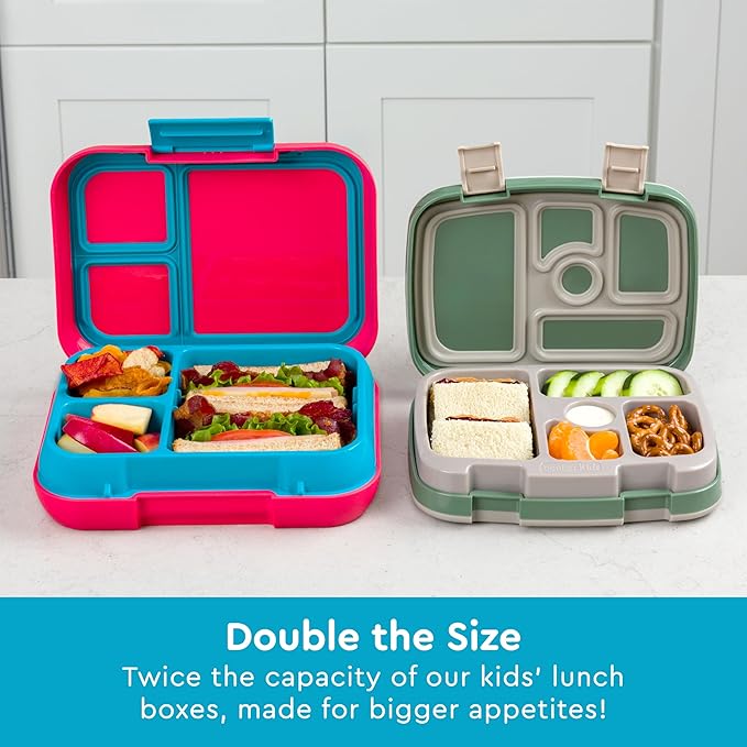 Bentgo Pop - Leak-Proof Lunch Box & Removable Divider for Ages 8+ & Teens - Lunch Container Holds 5 Cups of Food; 3-4 Compartments; Microwave/Dishwasher Safe; 2 Year Warranty (Flame Red/Turquoise)