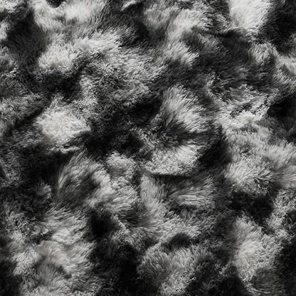 6x9 Ft Large Shag Rugs for Living Room Decor, Tie-Dyed Ultra Soft Fluffy Furry Area Rugs for Bedroom Indoor Floor, Aesthetic Carpet for Kids Home (Black Grey)