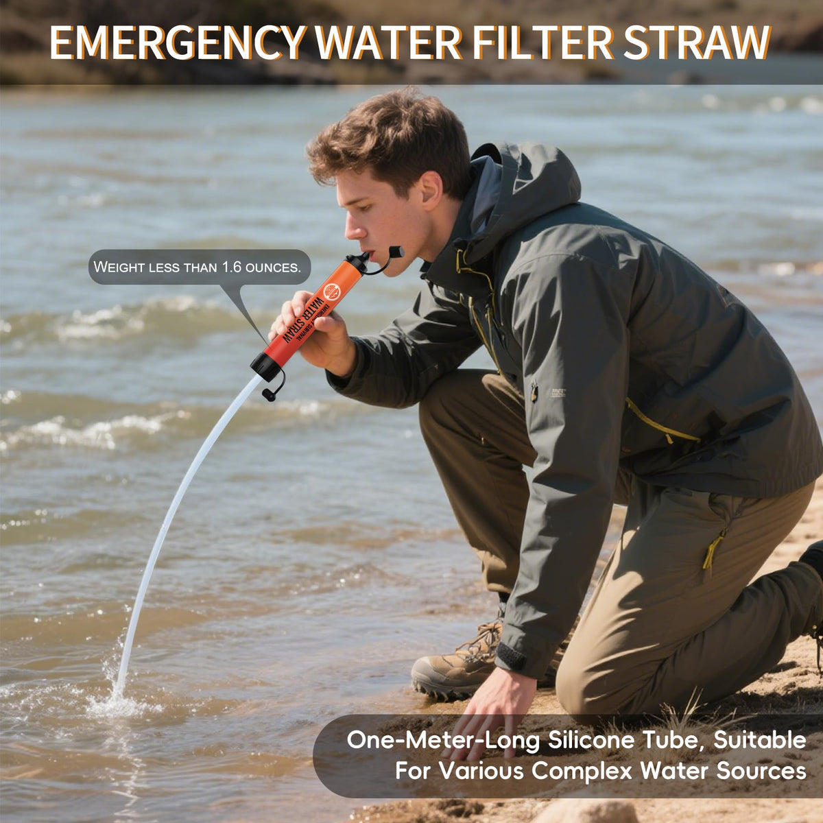 Lormandy Water Filter Straw 3 Pack - Outdoor Camping & Hiking Survival Gear