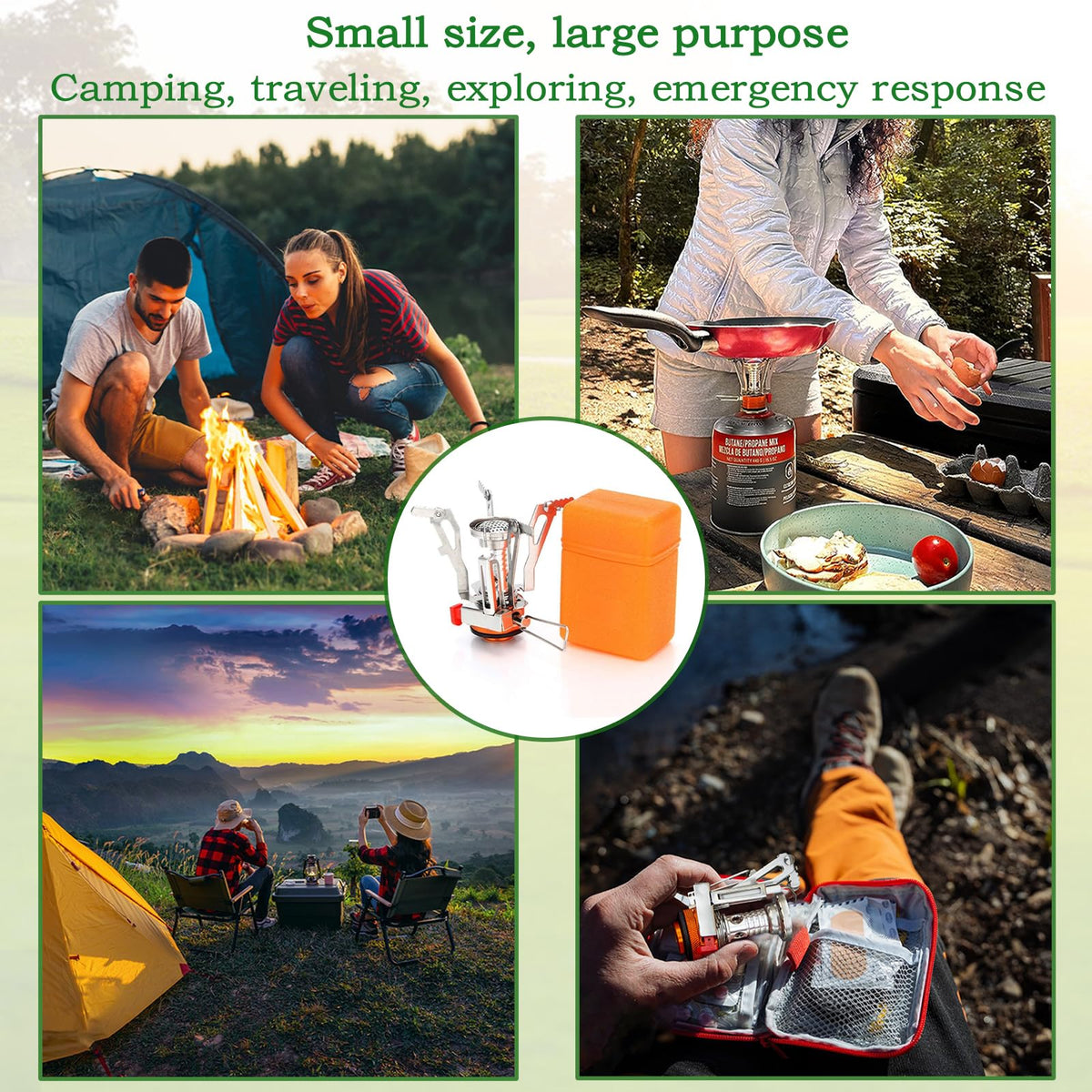 Portable Camping Stove Backpacking Stove, Specialized Hiking Stove Camping Stove with Piezo Ignition Stable Support Wind-Resistance, Camp Stove for Outdoor cooking Camping Hiking Adventure Cooking