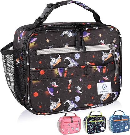 Genteen Lunch Box Kids, Prints Insulated Lunch Bag Kids Boys Girls,Soft Bag Mini Cooler Back to School Thermal Meal Tote Kit Lunch Box for School,Work,Outdoor - Astronaut