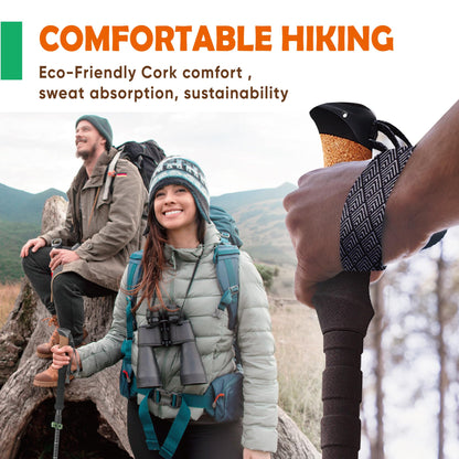 TREKOLOGY Trek-Z Cork Grip Trekking Poles – Lightweight Folding Hiking Poles, Adjustable Height, Compact Travel Design, Aircraft-Grade Aluminum Walking Sticks for Men & Women (Black with Green)