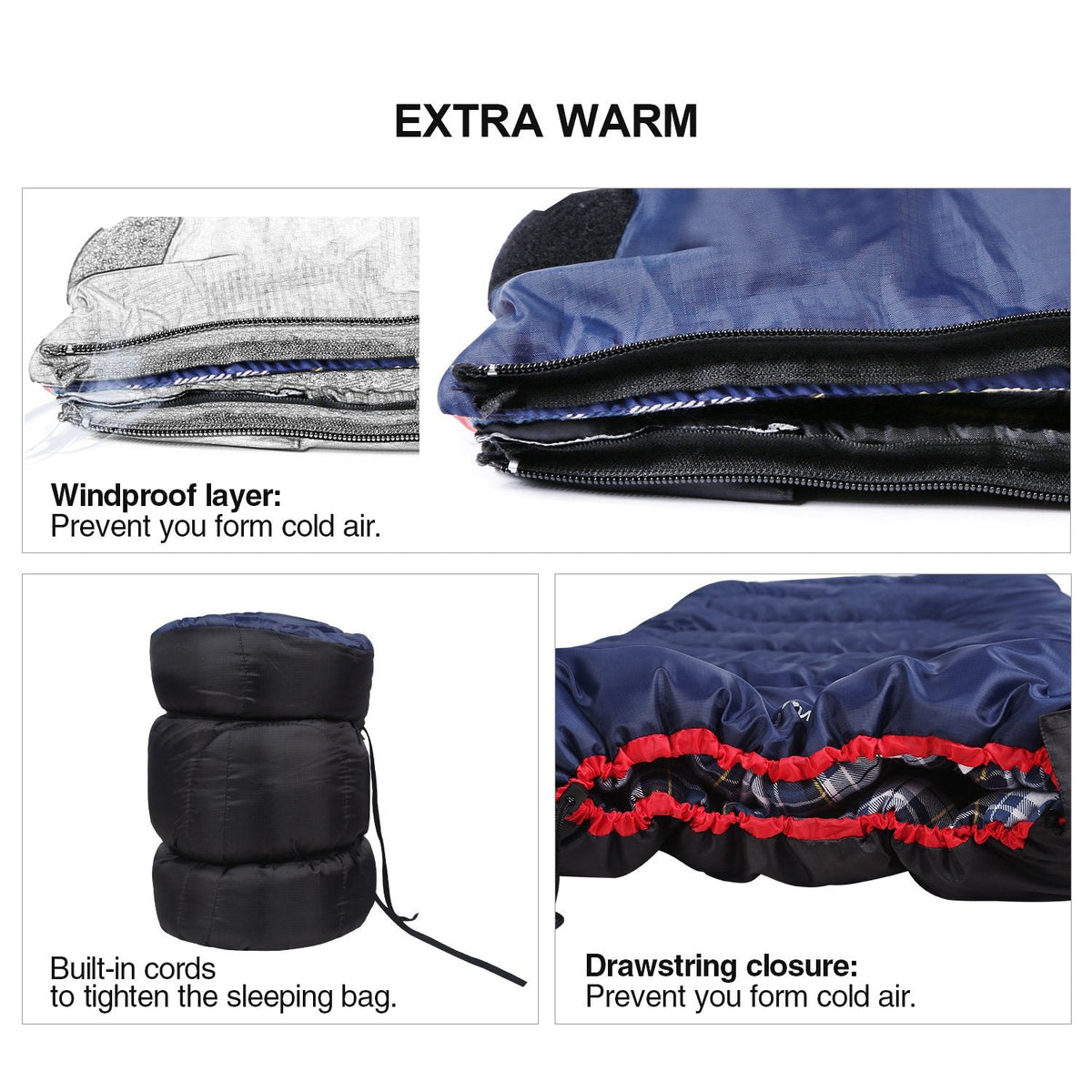 REDCAMP Sleeping Bag - 33 Inches, Navy Blue