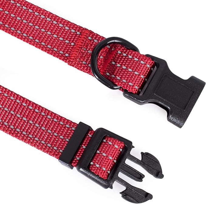 Mile High Life Dog Collar | Nylon Reflective Dog Collars | Light Weight Puppy Collars | Red Dog Collars for Small Dogs (Solid Red, X-Small)