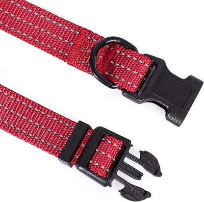 Mile High Life Dog Collar | Nylon Reflective Dog Collars | Light Weight Puppy Collars | Red Dog Collars for Small Dogs (Solid Red, X-Small)