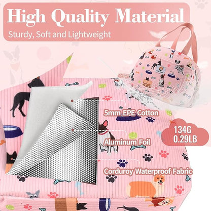 CaCTPUR Lunch Box for Women Girls Teens,Cute Lunch Box Cooler Bag, Portable Insulated Small Lunch Bag Women Reusable Corduroy Lunch Tote for Work/Travel/Picnic/School (Dog Pink,Small)
