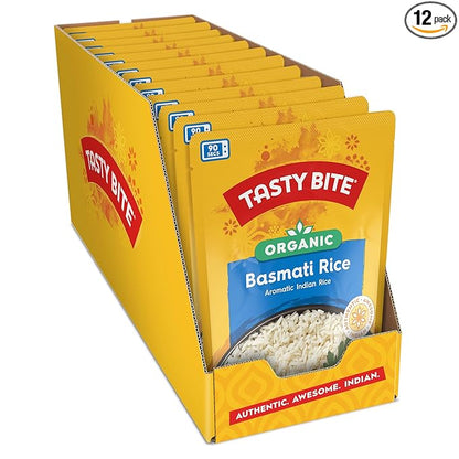 Tasty Bite Organic Basmati Rice, 8.8 Ounce, Pack of 12, Ready to Eat, Microwavable, Vegan, Gluten-Free