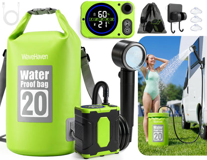 2026 Portable Shower For Camping With Waterproof Dry Bag,10000mAh Rechargeable Portable Camping Shower With Intelligent LED Display, Portable Electric Shower Pump 4 Spray, Outdoor Camping Water Pump