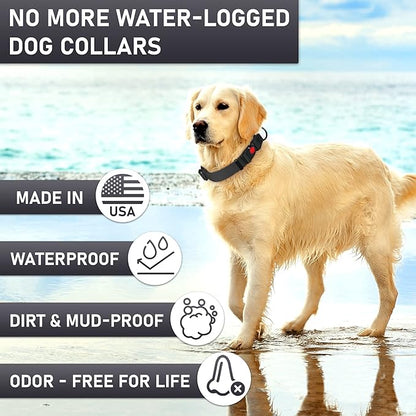 Adjustable Dog Collar with QR Code Dog Tag ID Attached - Made in USA - Honeycomb Waterproof Heavy Duty Dog Collar with Safe Lock Buckle - Odor Proof Pet Collar for Dogs with Strong Zinc D Ring