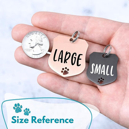 Ultra Joys Dog Tags Personalized for Pets - Hollow Paw Custom Pet ID Tag - Engraved Dog Tag for Small, Large Dogs - Small Badge in Black