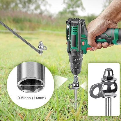 4 Pack Tent Stakes, 12 Inch Heavy Duty Ground Anchors, Full Welding, Easy to Screw in and Reusable, for Camping Tents, Trampolines, Sheds, Swing Sets, Securing Animals