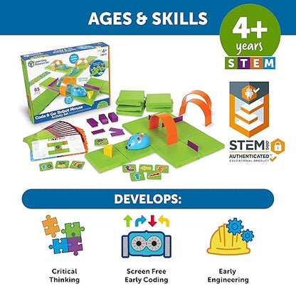 Learning Resources Code & Go Robot Mouse Activity Set - Robotics Kit For Kids, Pet Coding, STEM Games, Screen Free Activities, Engineering Science Kit, Toddler Interactive Games, Gifts For Boys