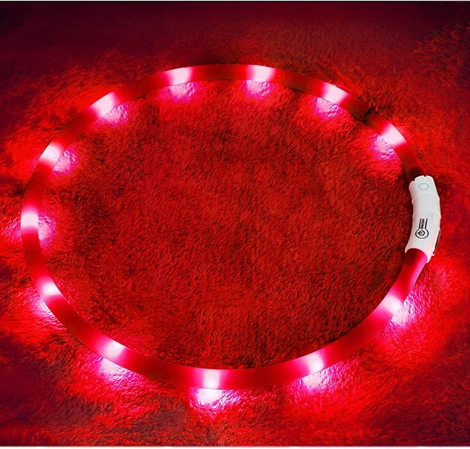 LED Dog Collar,USB Rechargeable Glowing Dog Collars, Light Up Collar Improved Pet Safety &Visibility at Night, 3 Flashing Modes,Water-Resistant LED Lighted Fits for Small Medium Large Dogs