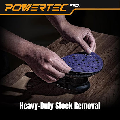 POWERTEC PRO 46100Z-150 6 Inch 49 Holes Sanding Disc, 150PK, 50 Each of 80/120/220 Grit, Zirconia Hook and Loop Sandpaper for Festool Random Orbital Sanders - Automotive, Paint, Metal, Woodworking