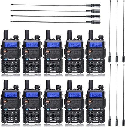 Baofeng UV-5R Dual Band Two Way Radio Handheld Ham Radio Long Range Walkie Talkies Pack of 10 for Adults School Team Management (Black) with 5W High Gain
