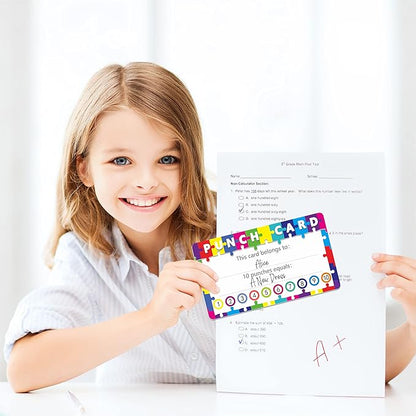 102 PCS Punch Cards, Incentive Reward Card Student Awards Loyalty Cards for Business, Classroom, Kids Behavior, Students, Teachers, 3.5” x 2”