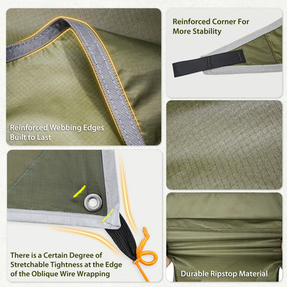 GEERTOP 17 × 10 ft Large Camping Tent Tarp Outdoor Waterproof Flame Retardant Hammock Rain Fly Backpacking Tent Tarp Shelter for Hiking Travel Picnic(Not Includes Poles)