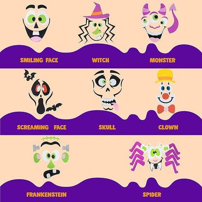 JOYIN 16 Packs Halloween Pumpkin Decorating Stickers, Foam Craft Kit, Halloween Party Favors for Kids, Party Supplies Arts Activities, Funny Jack O Lantern Stickers School Games Gifts