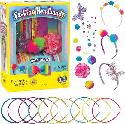 Creativity for Kids Fashion Headband Making Kit - Makes 10 DIY Headbands, Arts and Craft Kits, Kids Activities, Birthday Gifts for Girls (Ages 5+)