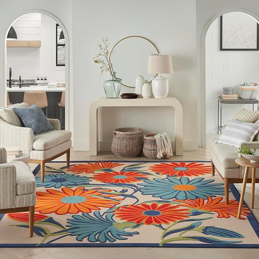 Nourison Home Aloha Multicolor 10' x 14' Area Rug - Easy Clean, Non Shedding, Bed Room, Living Room, Dining Room, Kitchen (10' x 14')