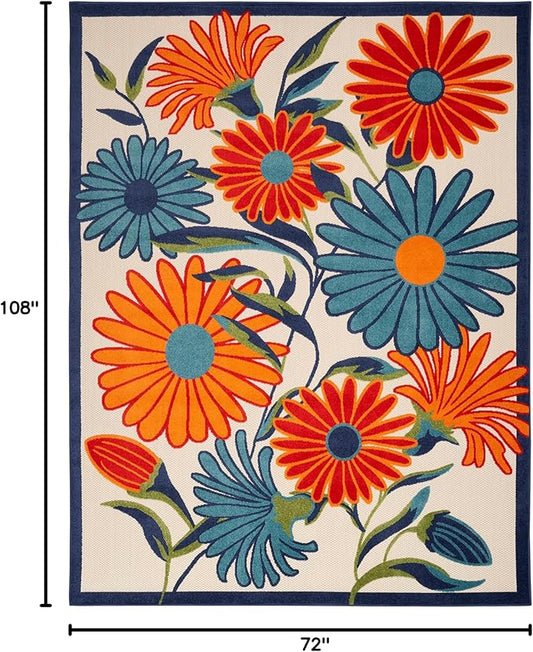 Nourison Home Aloha Multicolor 6' x 9' Area Rug - Easy Clean, Non Shedding, Bed Room, Living Room, Dining Room, Kitchen (6' x 9')