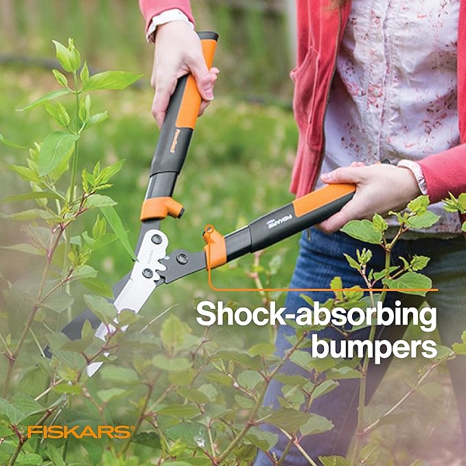 Fiskars 23" Hedge Shears, Hedge Clippers with PowerGear2 Technology that Multiplies Power for Less Effort, Garden Shears with SoftGrip Handles and Shock-Absorbing Bumpers