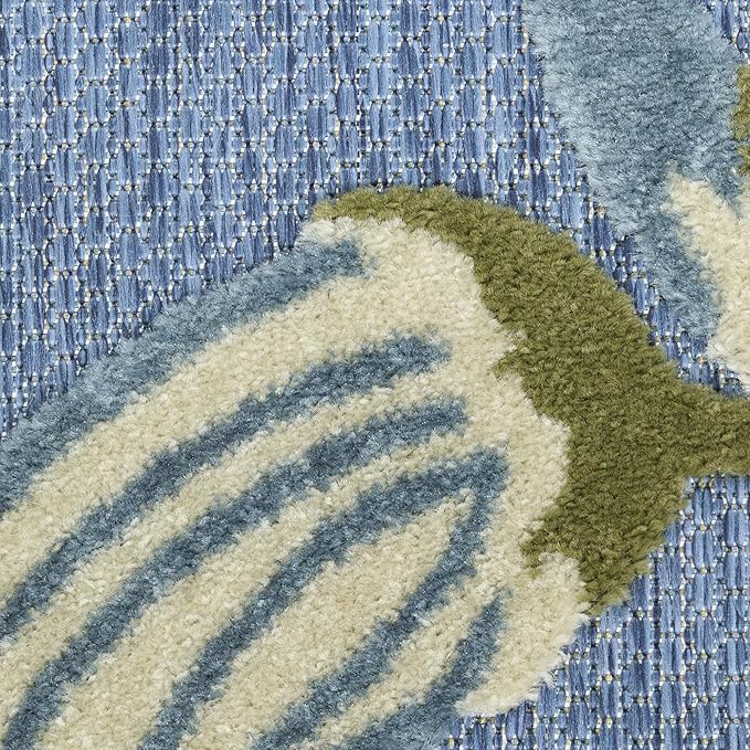 Nourison Home Aloha Blue Sage 7'10" x 10'6" Area Rug - Easy Clean, Non Shedding, Bed Room, Living Room, Dining Room, Kitchen (8' x 11')