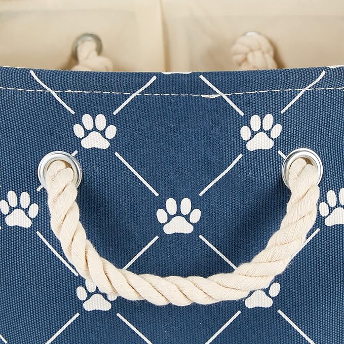 Bone Dry Pet Storage Paw and Bone, Trellis Collection, Medium Rectangle, 16x10x12, Navy
