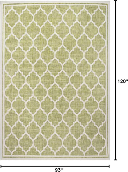 JONATHAN Y Moroccan Trellis Indoor Outdoor Area Rug 8X10 Green/Cream, Trebol Textured Weave for Backyard, Patio, Porch, Easy-Cleaning, High Traffic, Pet-Friendly, Non-Shedding (SMB109G-8)