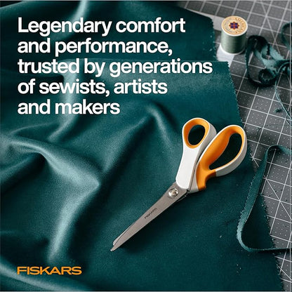 Fiskars Pinking Shears, Gifts for Mom, Fabric Scissors with Ergonomic Handle,Zig Zag Edge and Stainless Steel Blades, Orange/White
