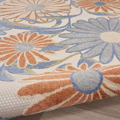 Nourison Home Aloha Beige Multicolor 7'10" x 10'6" Area Rug - Easy Clean, Non Shedding, Bed Room, Living Room, Dining Room, Kitchen (8' x 11')