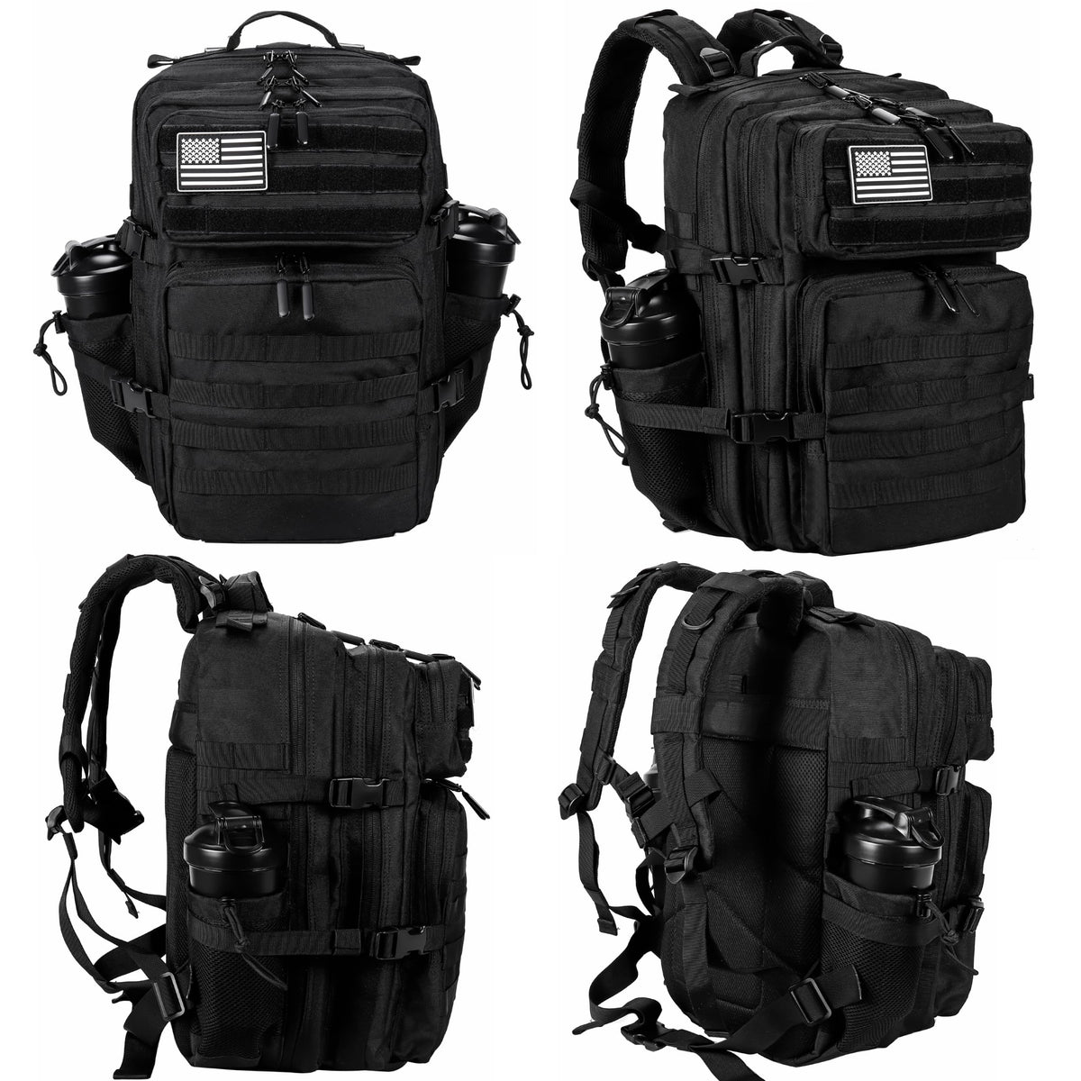 LHI Military Tactical Backpack for Men and Women 45L Army 3 Days Assault Pack Bag Large Rucksack with Molle System - Black