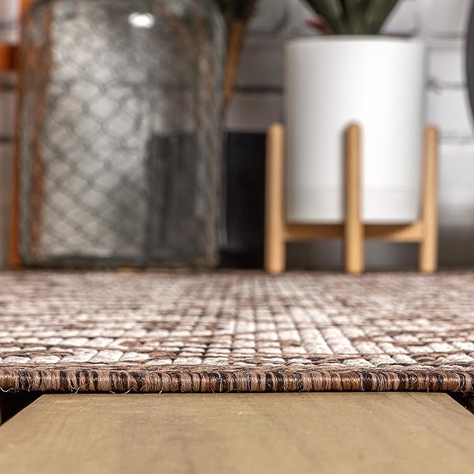 JONATHAN Y Vintage Filigree Indoor Outdoor Area Rug 6X9 Taupe/Espresso, Madrid Textured Weave for Backyard, Patio, Porch, Easy-Cleaning, High Traffic, Pet-Friendly, Non-Shedding (SMB107C-6)