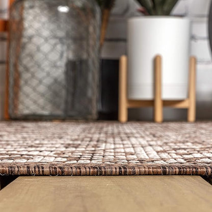 JONATHAN Y Vintage Filigree Indoor Outdoor Area Rug 6X9 Taupe/Espresso, Madrid Textured Weave for Backyard, Patio, Porch, Easy-Cleaning, High Traffic, Pet-Friendly, Non-Shedding (SMB107C-6)