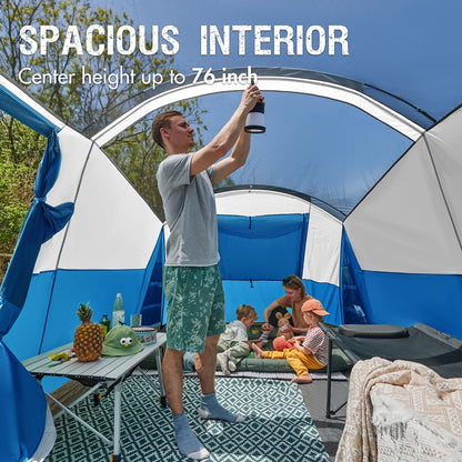 Portal 8 Person Family Camping Tent with Screen Porch, Weather Resistant Tunnel Tent with Rainfly, Large Family Tents for Outdoor Camping, Party