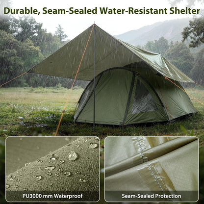GEERTOP 17 × 10 ft Large Camping Tent Tarp Outdoor Waterproof Flame Retardant Hammock Rain Fly Backpacking Tent Tarp Shelter for Hiking Travel Picnic(Not Includes Poles)