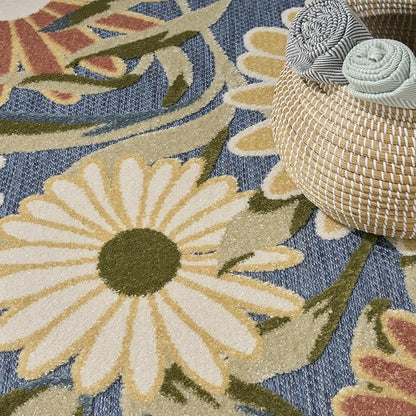 Nourison Home Aloha Blue Sage 7'10" x 10'6" Area Rug - Easy Clean, Non Shedding, Bed Room, Living Room, Dining Room, Kitchen (8' x 11')