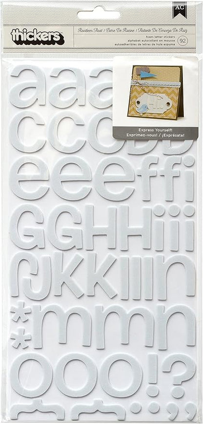 American Crafts AC Foam Alphabet Stickers - Rootbeer Float, White, 92pcs