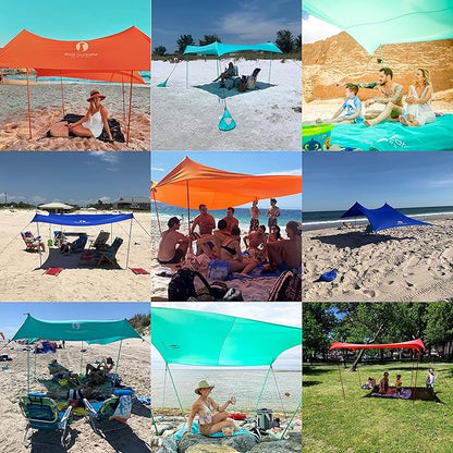 Red Suricata Family Beach Tent & Canopy, UPF50 Sun Shade, 4 Aluminum Poles, Sand Shovel, Large Portable Sun Shelter (Large, Black)