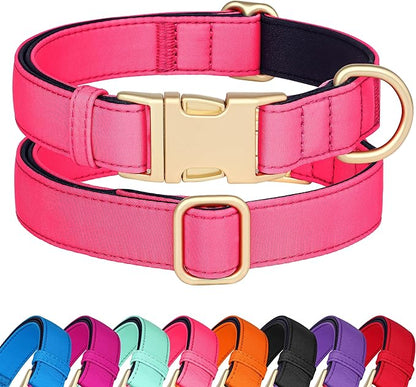 Didog Soft Padded Dog Collars for Small Dogs, Colorful and Durable Dog Collar with Quick Release Buckle, Light and Breathable for Daily Walking, Pink, S