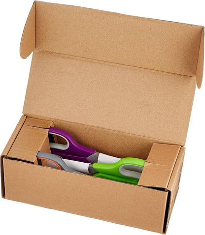 Amazon Basics Multipurpose Stainless Steel Scissors for Office, Crafts, Right/Left Handed, Comfort Grip, PVD Coated, 3-Pack, Multicolor
