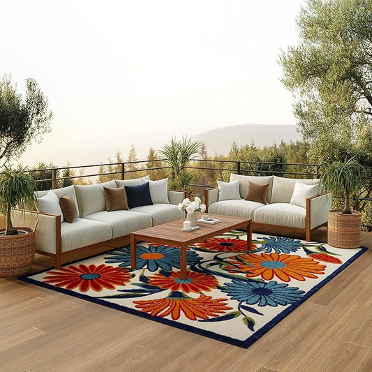 Nourison Home Aloha Multicolor 10' x 14' Area Rug - Easy Clean, Non Shedding, Bed Room, Living Room, Dining Room, Kitchen (10' x 14')
