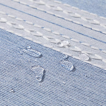 ZeeMart Contrast Linen Table Cloth Square Table Cloths 60x60 Inch Mid-Stripe Blue, Farmhouse Style Heavy Weight Dusty Blue Tablecloth, Water Resistant Burlap Tablecloths
