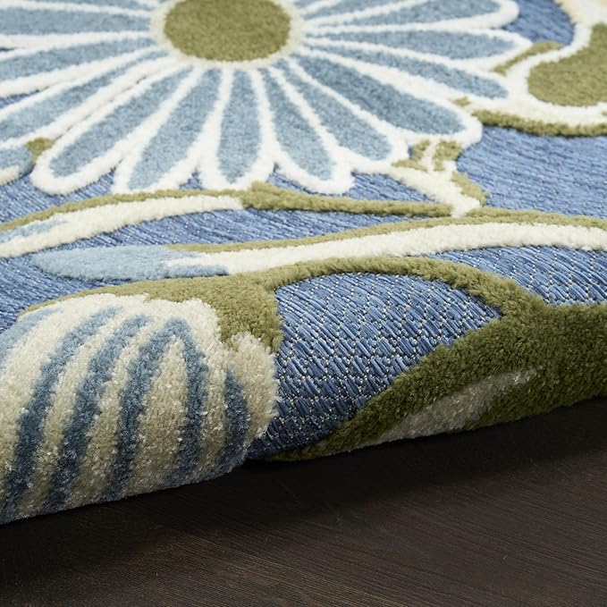 Nourison Home Aloha Blue Sage 7'10" x 10'6" Area Rug - Easy Clean, Non Shedding, Bed Room, Living Room, Dining Room, Kitchen (8' x 11')