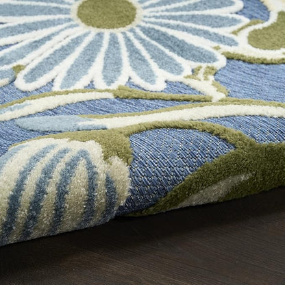 Nourison Home Aloha Blue Sage 7'10" x 10'6" Area Rug - Easy Clean, Non Shedding, Bed Room, Living Room, Dining Room, Kitchen (8' x 11')